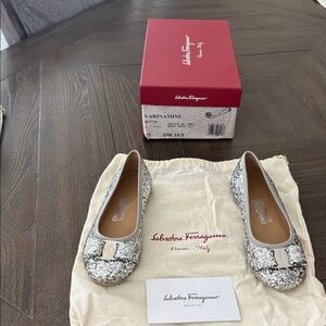 Salvatore Ferragamo Silver Sequin Ballet Flats. Authentic!!